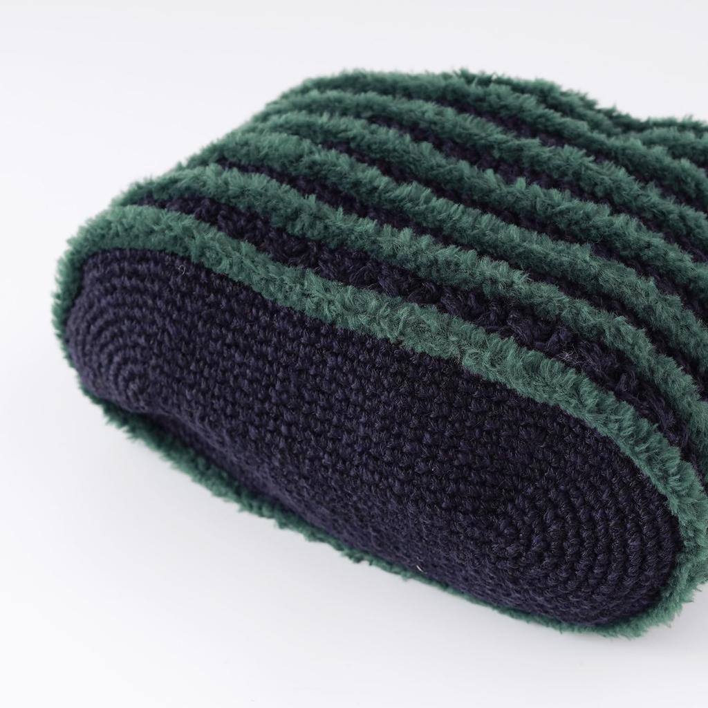 Набор для вязания из необработанной шерсти Сумка с меховой отделкой #17-6 (военно-морской флот)