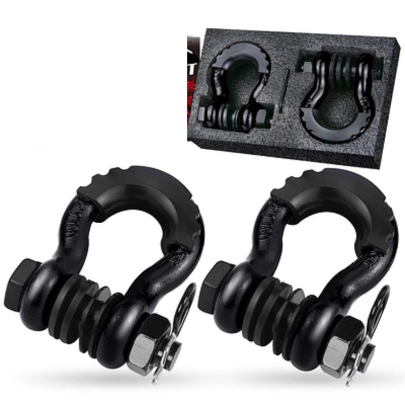 3/4” 2pcs 19Ton 42000lbs U type heavy duty drop forged D-ring shackle u-hook loop hook trailer rope automobile SUV modification