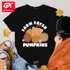 Premium Cotton T Shirt Cute Fall Farm Fresh Pumpkins Print T Shirts for Womens Lovely Short Sleeve Casual Cool Hip Hop Tops Tees
