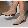 Ботильоны Женские ботинки Новые зимние ботинки Ковбойские ботинки Вестерн Остроносые Вышитые Рыцарские ботинки Ретро Высокий каблук Всепогодные Ботильоны