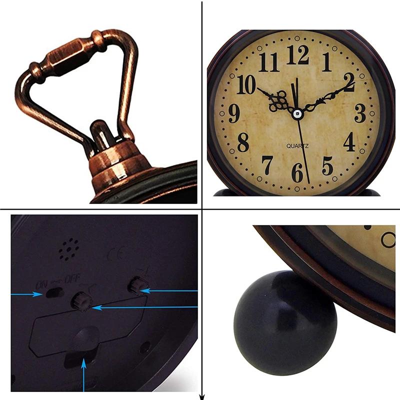 Vintage Quartz Table Clock Hangable Hangable Retro Battery Powered Alarm Clock Bedroom Living Room Decoration Wall Clock