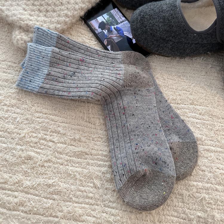 It'S Too Suitable~ Gray Gray Korean Style Simple And Versatile Mid-Leg Socks Thickened Warm Socks
