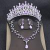 Elegant Purple Tiaras and Bridal Jewelry Sets for Women Wedding Crown Choker Necklace Earrings Set Party Jewelry Accessory