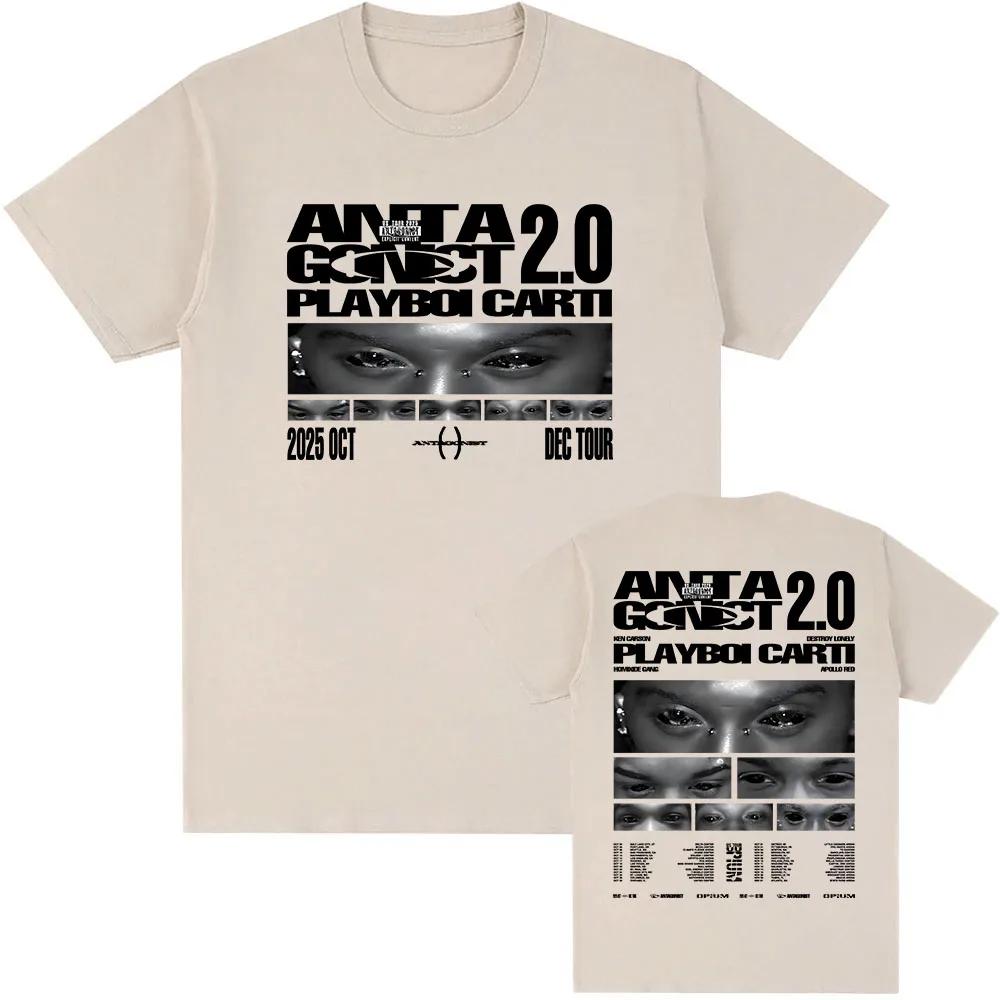 Футболка PLAYBOY CART ANTAGONIST TOUR 2026 Лето Мужская Футболка Повседневная Мода Футболка с Рисунком Певицы Печатный Хлопок Футболка Y2K