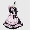 Платье Готическая Лолита Короткий Рукав Бант Вечерние Платья Косплей Кошки Девочка Милый Розовый Черный