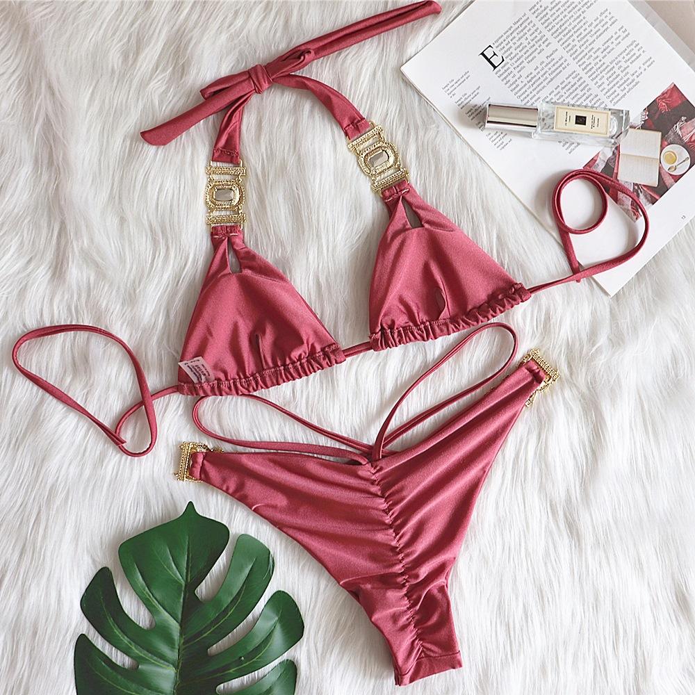 New bikini sexy crystal diamond swimsuit, bandage split retro swimsuit, women