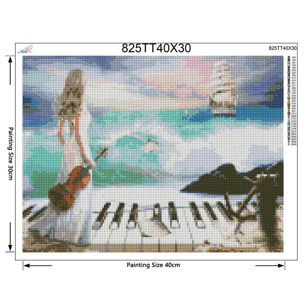 DIY 5D Алмазная картина Вышивка крестом Живописная вышивка Приморская красота Полная смола Квадратный бриллиант