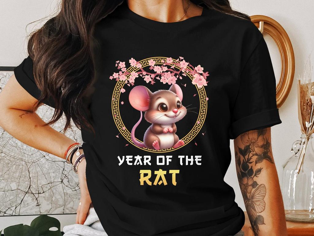 Cute Rat Chinese New Year T-Shirt, Lunar New Year Tee, Adorable Chinese Zodiac Rat Shirt, Year of the Rat Graphic Tee