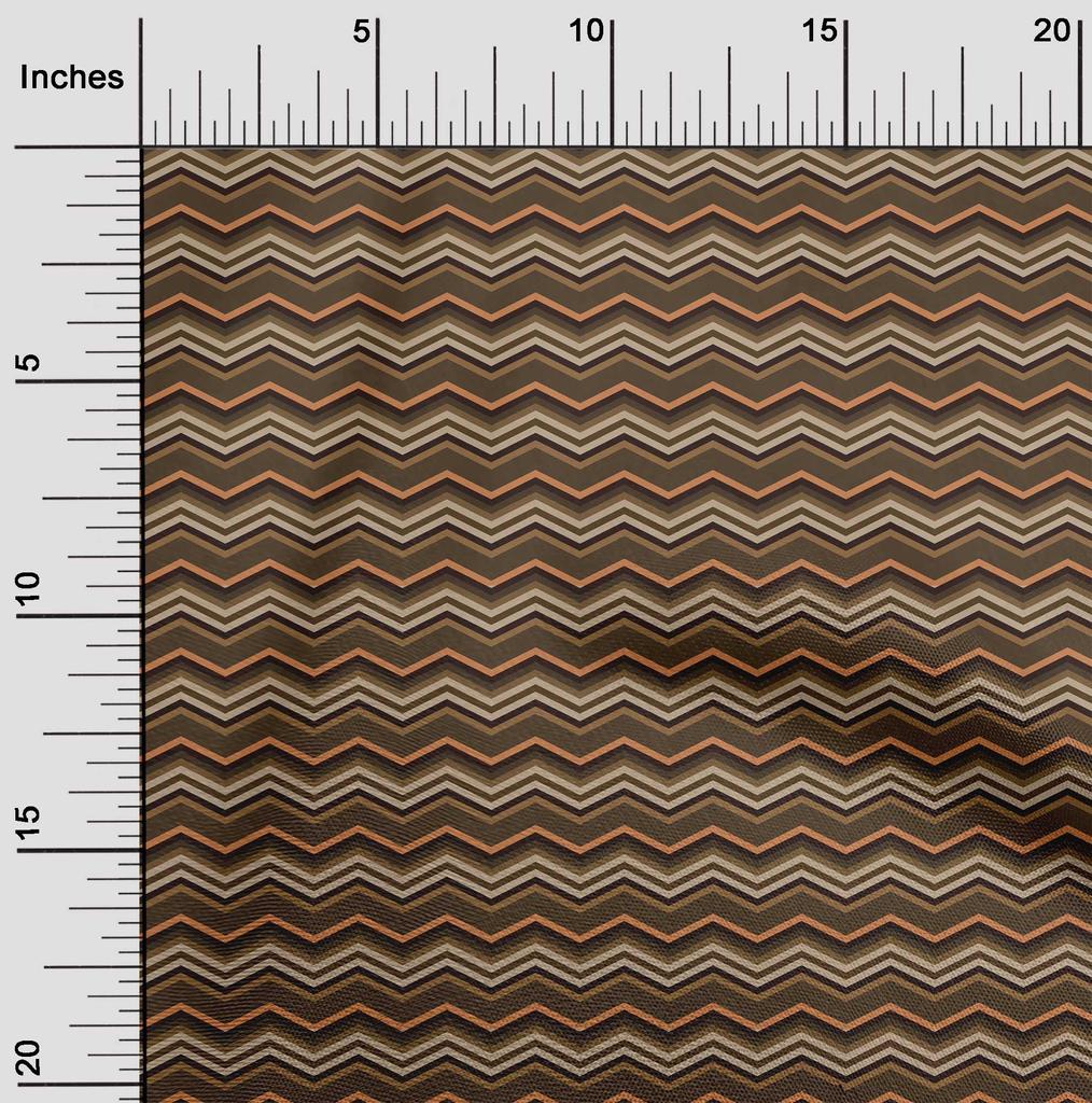 oneOone Cotton Flex Brown Fabric Chevron Diy Clothing Quilting Fabric Print Fabric By Yard 40 Inch