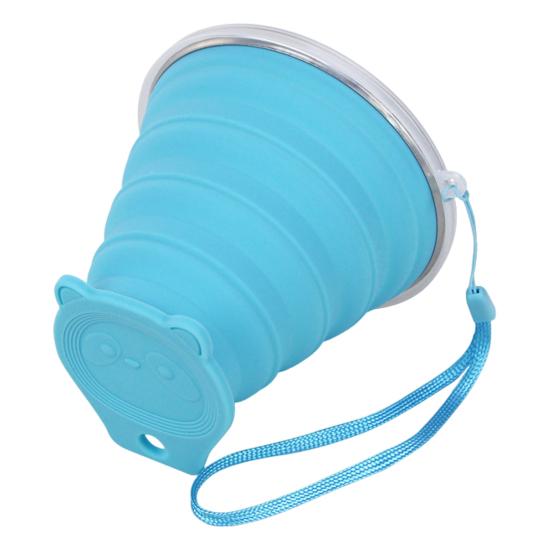 Складной силиконовый стакан для воды Yousheng со шнурком, широким горлышком, герметичный, портативная бутылка для воды с прозрачной крышкой