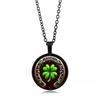 Pattern Round Glass Pendant Necklace European and American Fashion Versatile Accessories