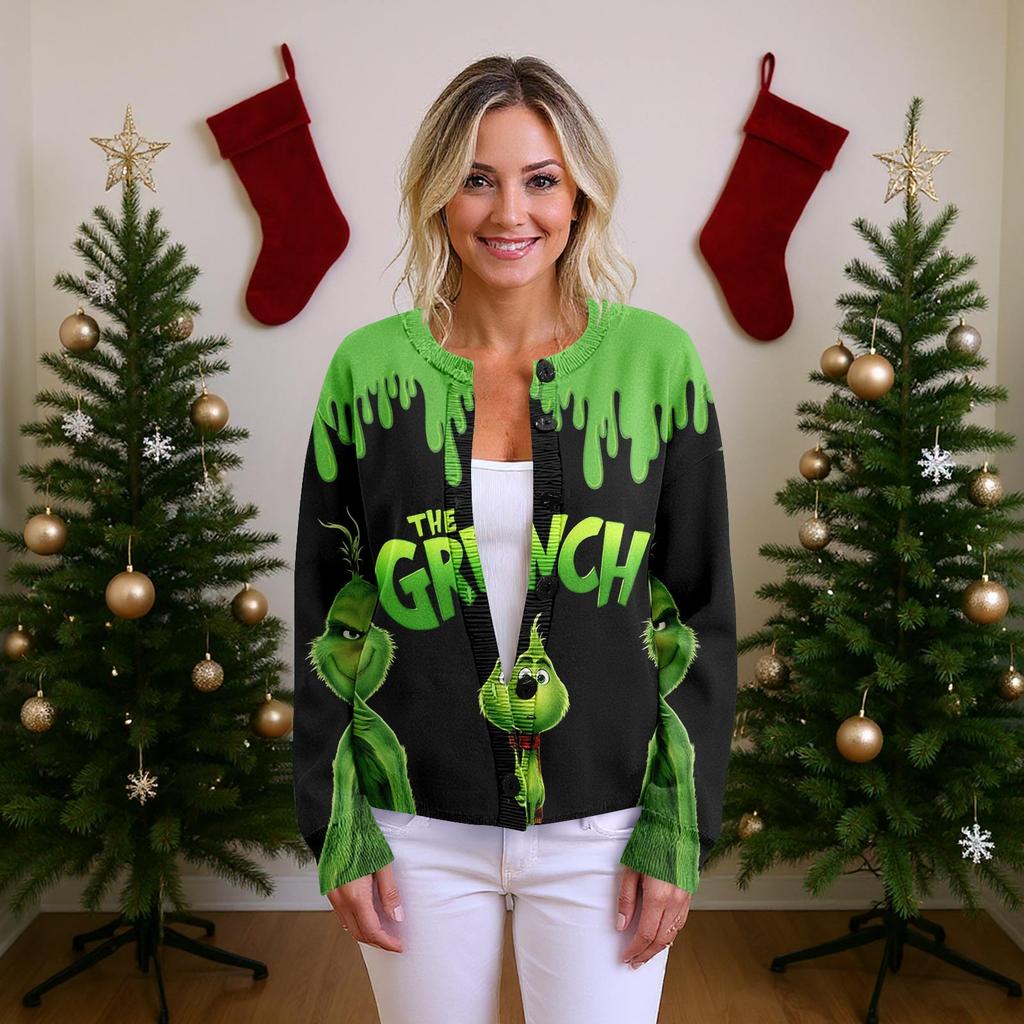 Женский рождественский свитер Милый забавный рождественский свитер Осень и зима Свитер с длинным рукавом вязаный