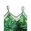 Tropical Plant Print Cami Dress, Vacation Casual V Neck Sleeveless Dress For Summer, Women's Clothing