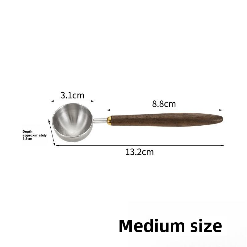 Stainless Steel Walnut Wood Handle Spoon Multi-purpose Measuring Tool for Coffee Bean Milk Powder Kitchen Baking