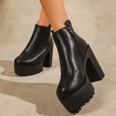 Мода 2025Новые Супер Высокие Каблуки Ботинки Обувь на Высоком Каблуке Толстый Каблук Короткие Ботинки Осень Зима Водонепроницаемая Платформа Одиночные Женские Ботинки