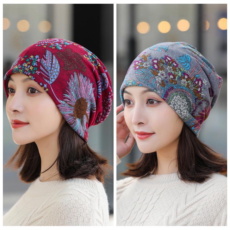 Универсальные корейские женские шапки на осень/зиму: Головной платок, баотоу, пуловер, шейный платок, принт, ворс и защитные уши