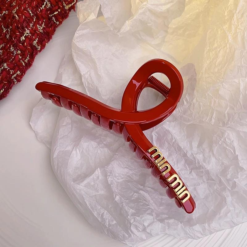 2024 Christmas Red Velvet Large Claw Hair Clip – High-End Shark Clip for Women