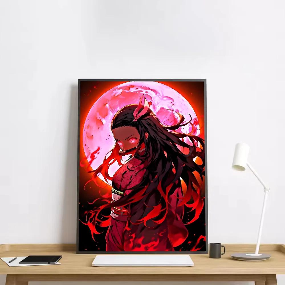 Аниме Фигурка Клинок Рассекающий Демонов Постер HD арт липкий на стену водонепроницаемый дом гостиная спальня бар эстетичное украшение
