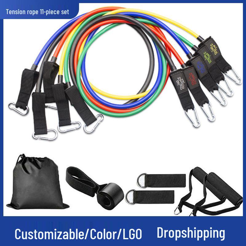 11-Piece Resistance Bands Set: Chest & Shoulder Exercise, Muscle Toning, Weight Loss, Stretching Equipment