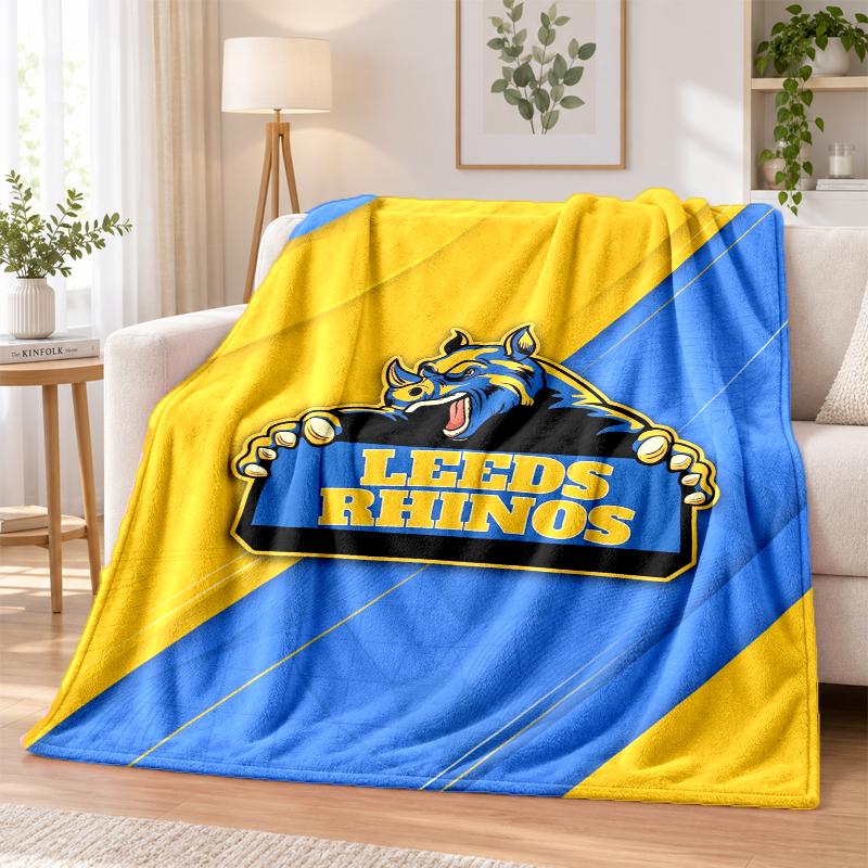Фланелевое одеяло с принтом Leeds Rhinos, теплое и уютное, плед для кровати, для домашнего декора