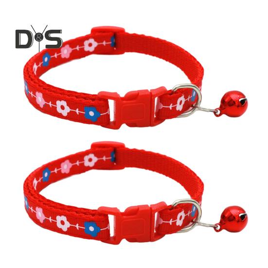 2 шт. ошейник для домашних животных с колокольчиком, цветочный дизайн, ошейник для кошек с пряжкой, регулируемый ошейник для щенков, маленьких мальчиков, девочек, котят, собак, маленьких животных