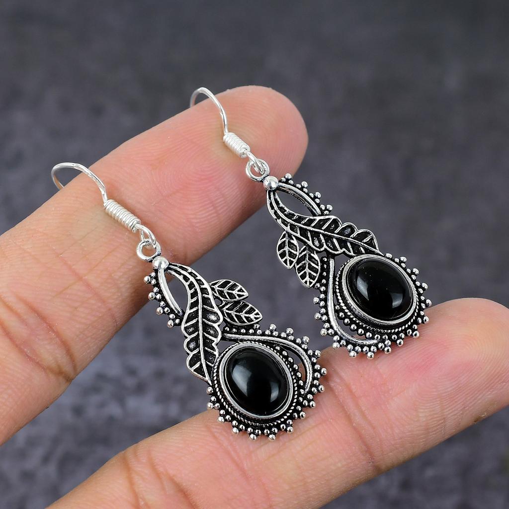 Подарочные серьги из серебра 925 пробы с черным камнем шпинель 2 дюйма c8b25