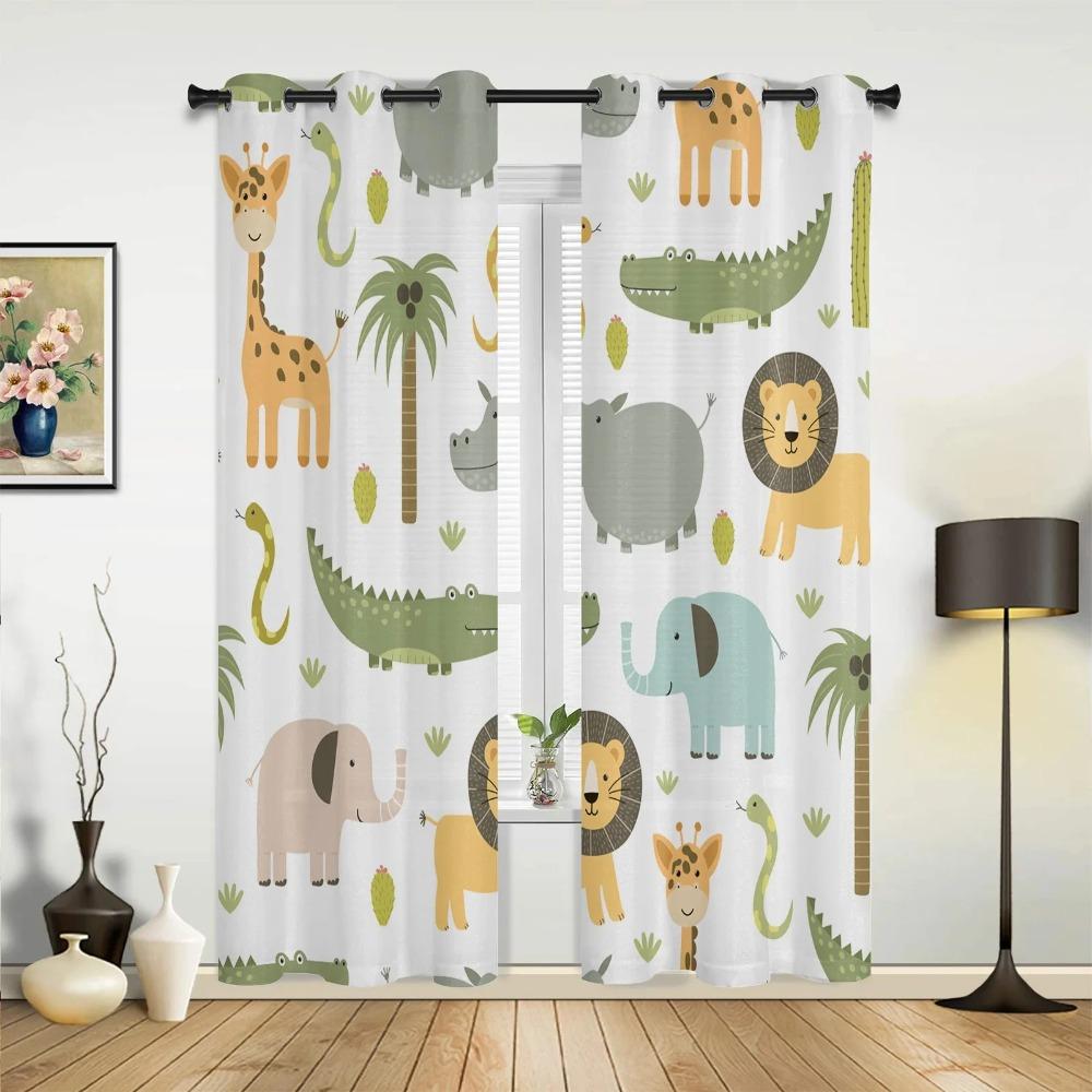 Мультфильм зоопарк животные ёж лиса джунгли дети оконные шторы шторы для спальни гостиной кухни декоративные элементы 2 шт