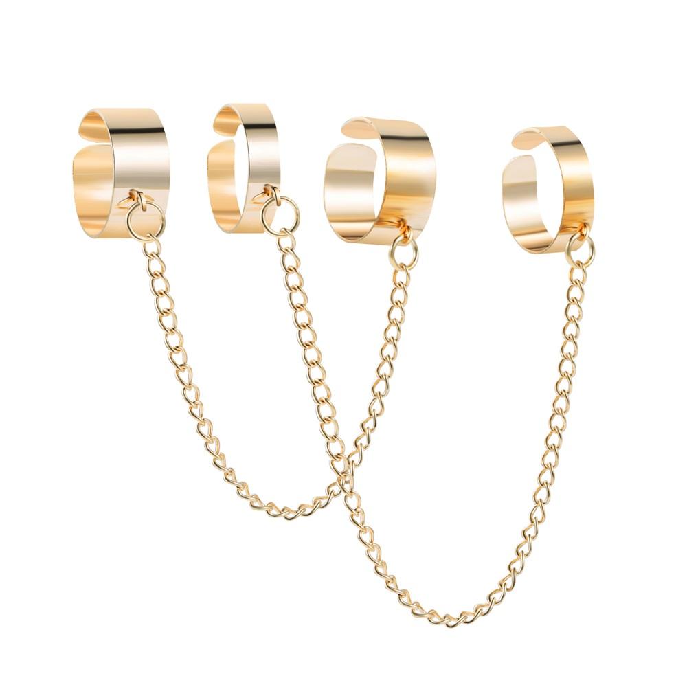 Набор колец в стиле панк с металлической цепочкой, унисекс, хип-хоп, простое открытие, регулируемое широкое кольцо, уличная мода, ювелирные изделия