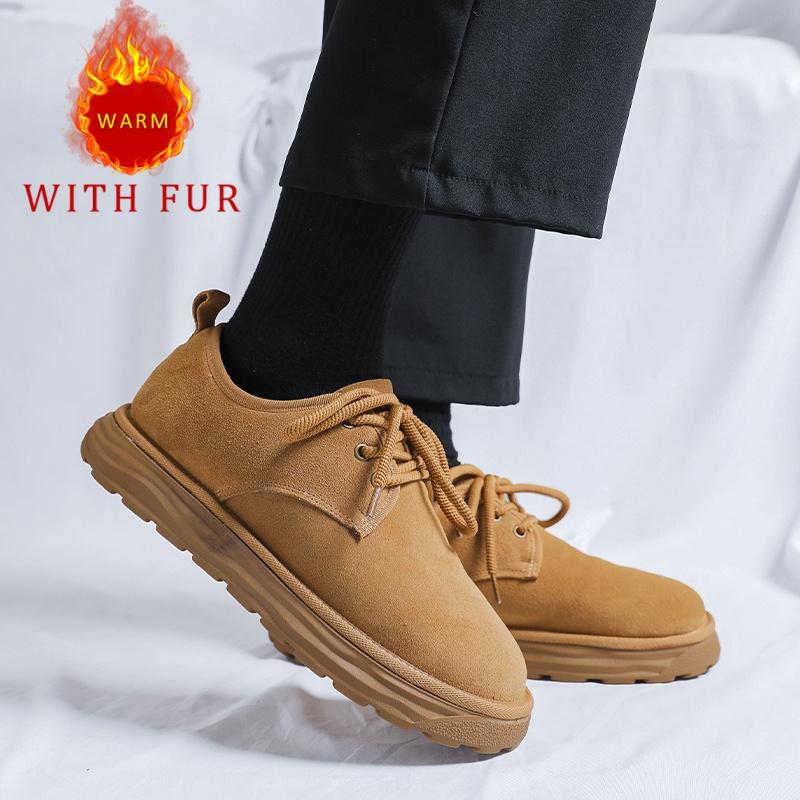 Мужские зимние ботинки из натуральной кожи Классический ретро универсальный стиль Повседневная уличная теплота Модная красивая качественная обувь