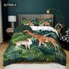 Комплект постельного белья с изображением животных King Twin Size, комплект постельного белья с рисунком лося, жирафа, льва, тигра, микрофибра, покрывало с изображением животных тропического леса