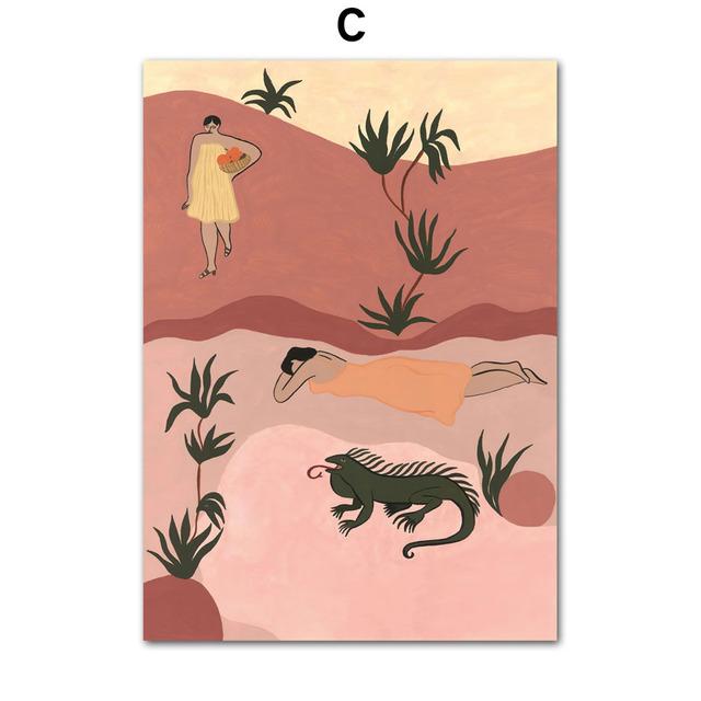 Абстрактный Марокко Пейзаж Бохо Бассейн Пляж Девушка Настенная живопись на холсте Плакаты и принты Настенные картины для декора гостиной Без рамки