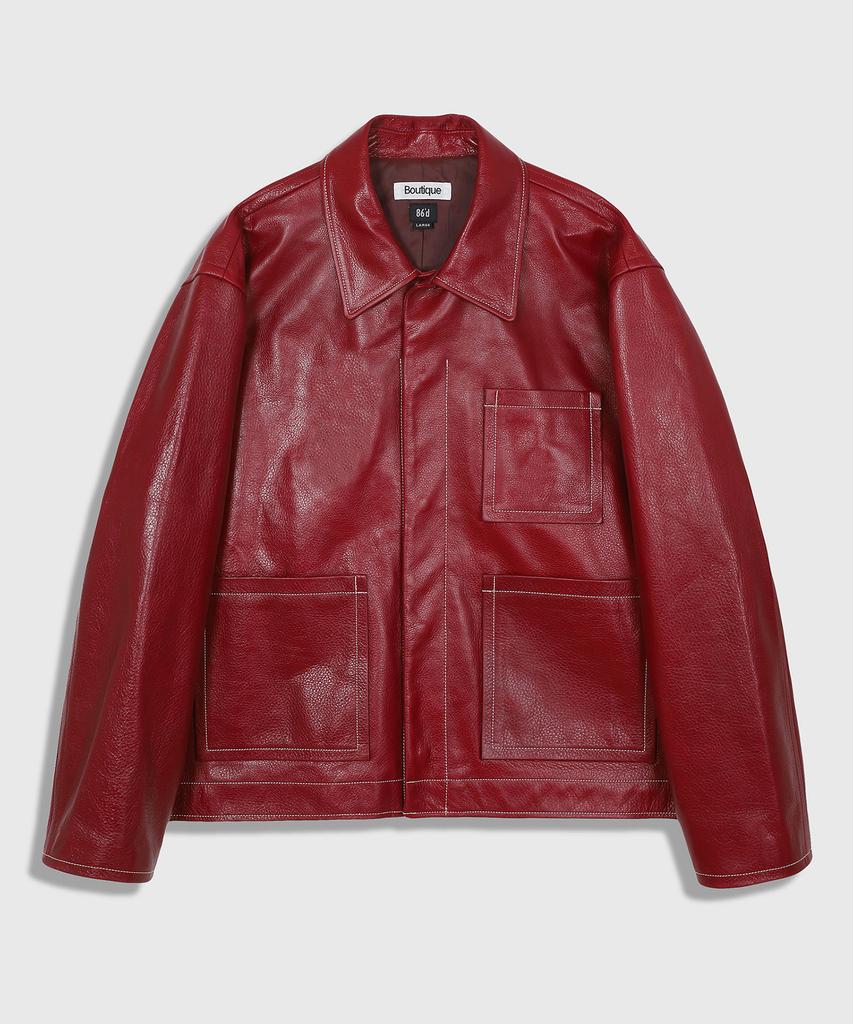 86D Stitch Leather Jacket - Red