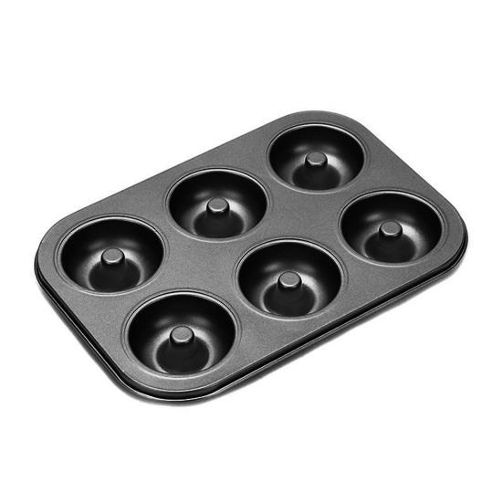 Donut Baking Pan 6-Count Carbon Steel Nonstick Donut Pan for Baking Easy Release Doughnut Molds Multifunctional Bakeware for Cakes Muffins Pies