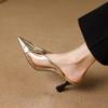 Fashion Pointed Toe Transparent Stiletto Mules Women's Slippers Pvc Baotou High Heels Sexy Fashion Summer Shoes for Women New In 2025