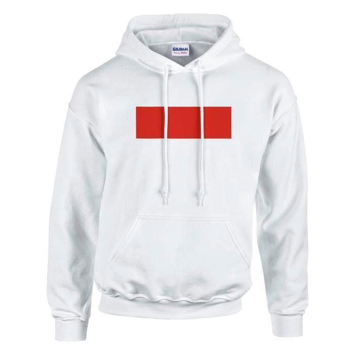 Sweat à capuche - PIXELFORMA - Drapeau de l'Indonésie - Белый - Длинные маншки - Col capuche