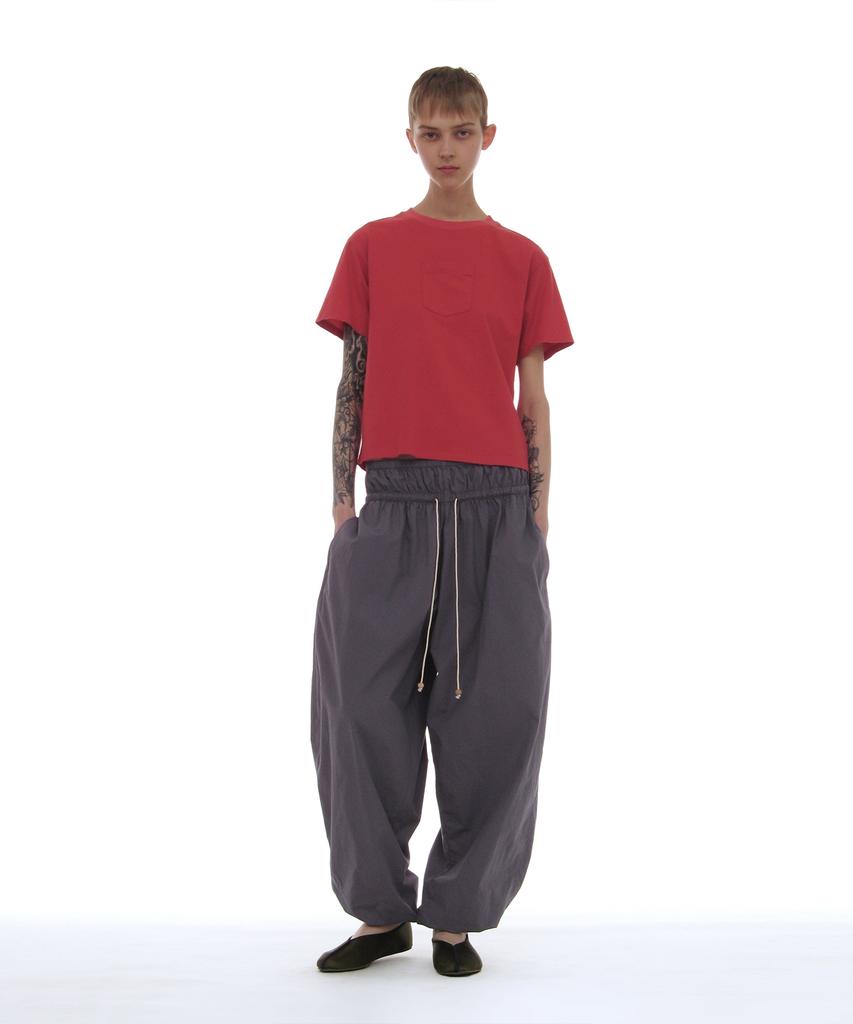 PARTIMENTO ЖЕНСКАЯ футболка с карманом, окрашенная garment-dyed, цвет Чили