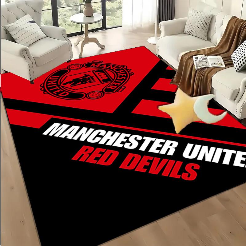 1PC Manchester Crest Floor Mat for Living Room, Game Rooms, Office, Bedroom, Office Floor Mat Playful Design, Christmas fan gifts