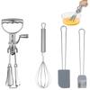 Egg Beater Set Manual Rotary Mixer with Silicone Brush Spatula Double-head Hand Push Whisk Stainless Steel Kitchen Tool for Baking Cooking