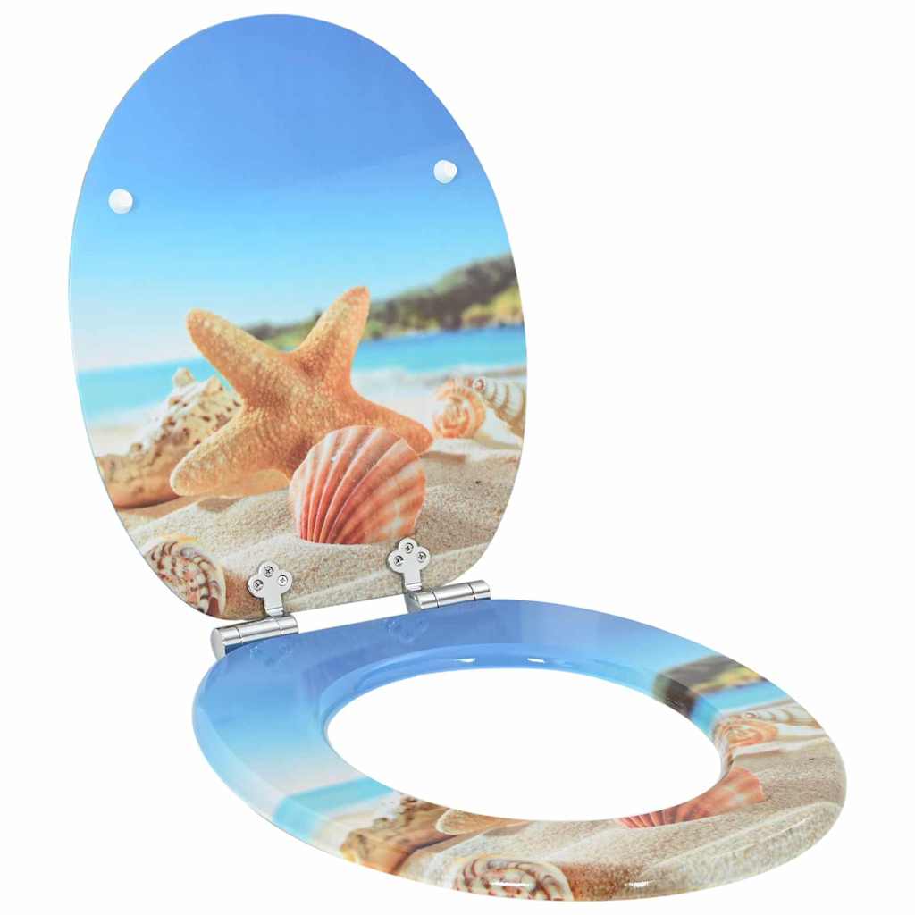 Soft Close Toilet Seat Sea Shell Design 44 x 38 cm MDF Board