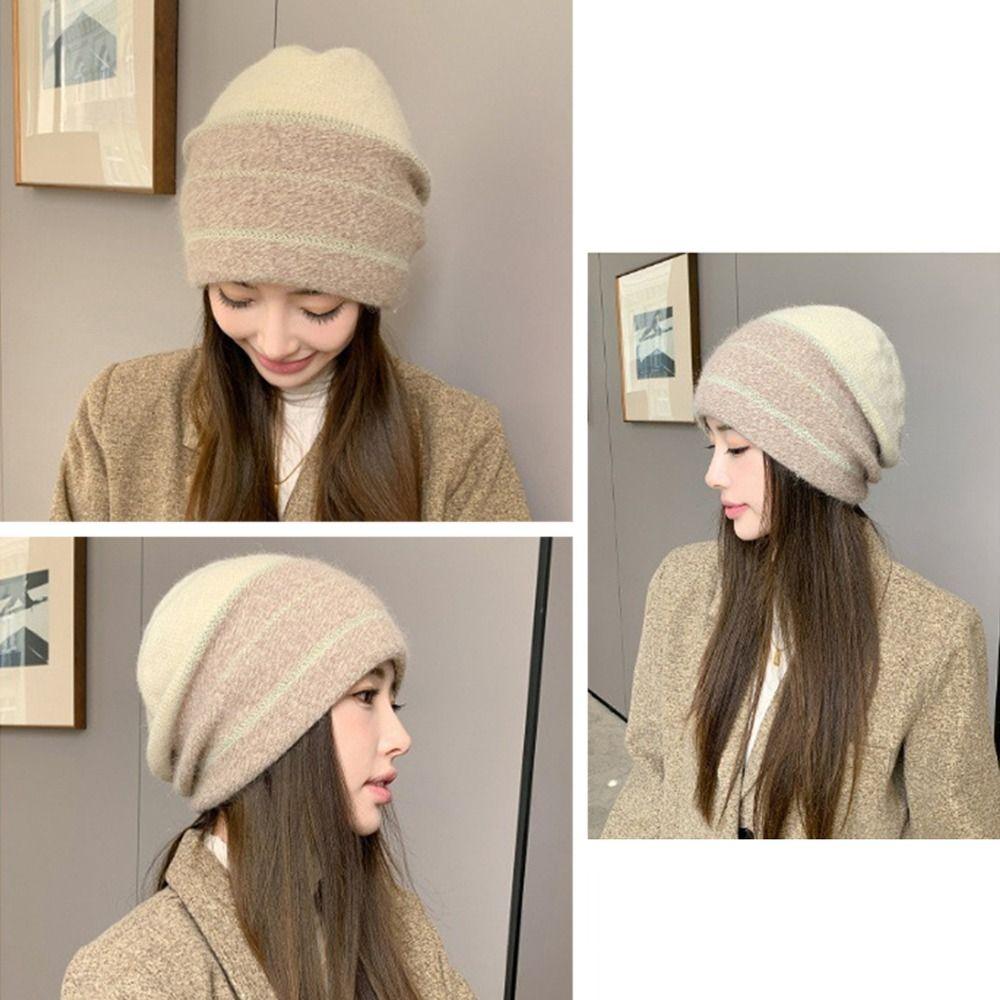 Thickening Knitted Hat Windproof Ear Protection Casual Bonnet Caps  for Women Girls