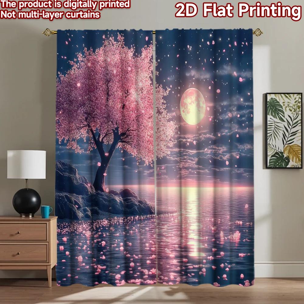2D плоновый Фон для Фотосъемки Популярный Фон Ткань Ночная Сцена с Цветением Сакуры 100% Полиэстер Праздничные Фоны Использование для