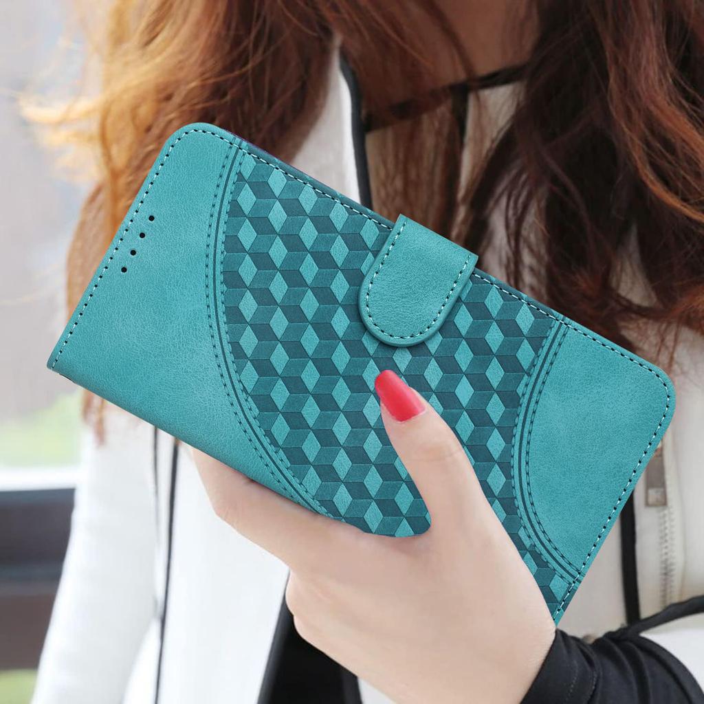 Knurling Three-dimensional Block PU Leather Wallet Card Bag Phone Case for Oppo A36,A53,A72,A54,F19,Reno6 Lite,Realme 9i,Realme 10,Realme C55...