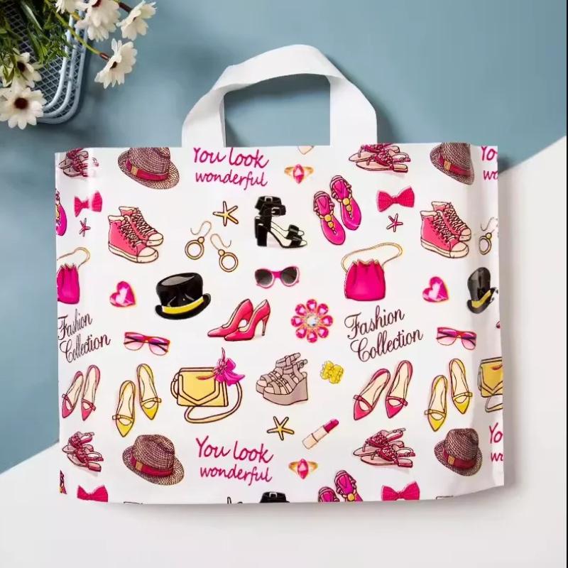 50 шт., новые модели, сумки толщиной 0,14 мм, прочная одежда, косметический подарок, сумки для покупок, эластичные, мощные, портативные, портативные упаковочные сумки