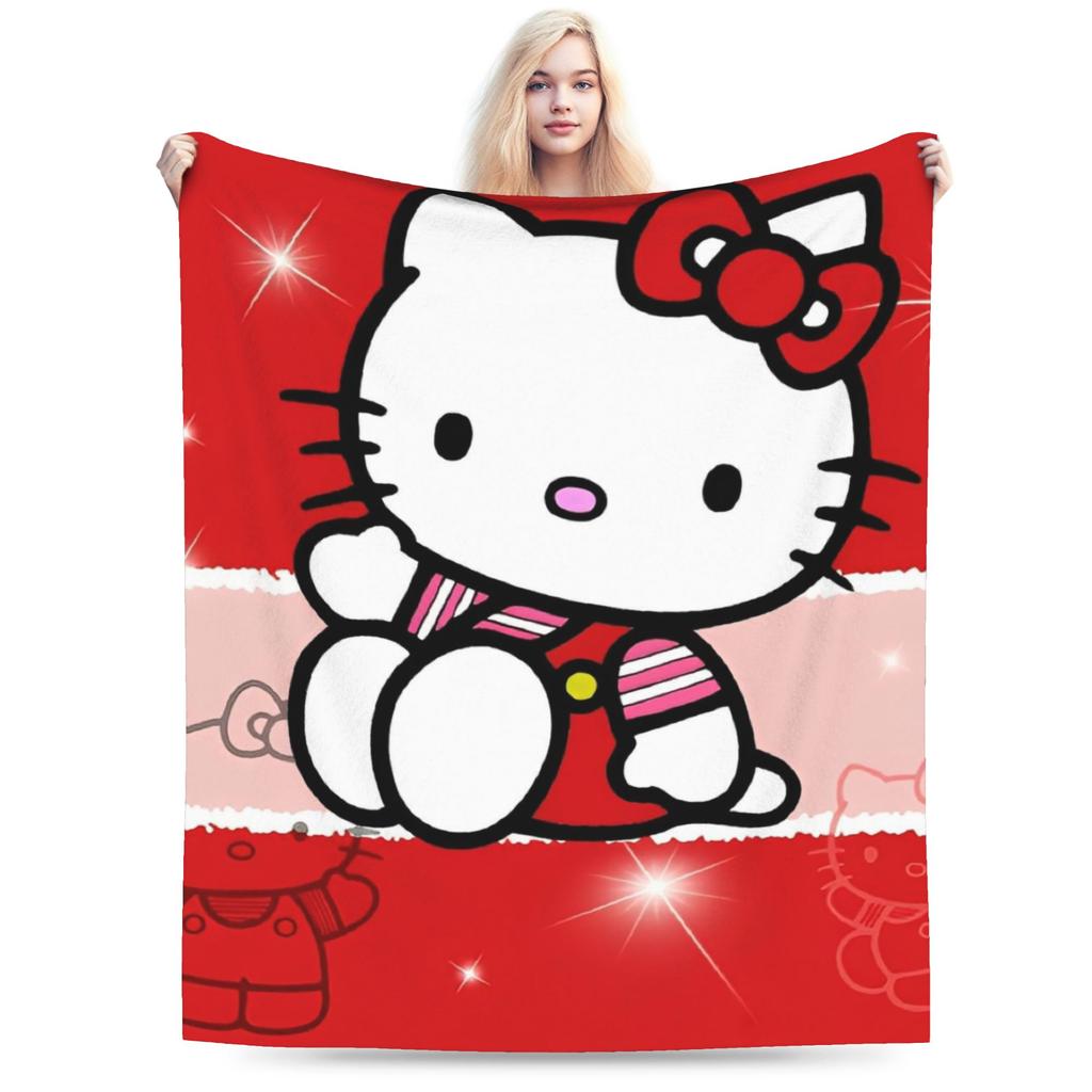 Hello Kitty Blue Angel Blanket Cover Flannel Throw Blankets Summer Air Conditioning Personalised Soft Warm Bedspreads