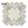 Hollow Lace Table Mats Retro Edge Square Placemat, Waterproof Faux Leather Mat, Dustproof Covers Decorative Floral Dust Cover for Home Office