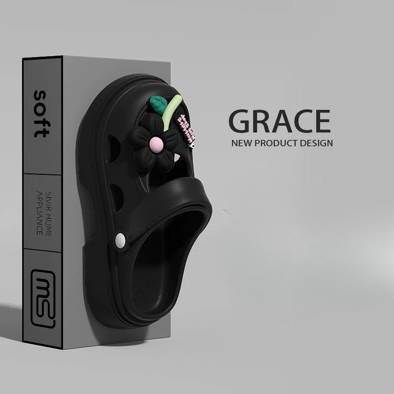 Baotou Cave Shoes сандалии на платформе женские милые мультяшные летние увеличивающие наружную одежду нескользящие женские тапочки