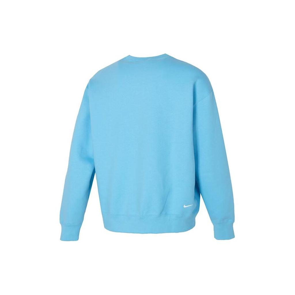 Nike Embroidered Letter Ribbed Crew Neck Sweatshirt Men Tops Sky-Blue DX9612-407