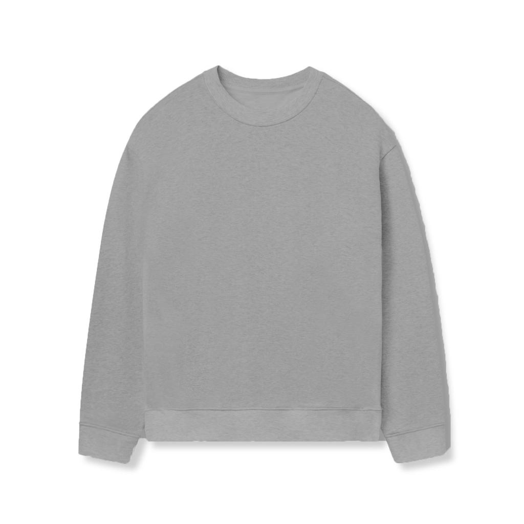 Fleece Lined Crewneck Sweatshirt Unisex Solid Color Drop Shoulder Warm Pullover Silver Fox Velvet Fall Winter