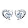 S925 Sterling Silver Stud Earrings for Women Heart-Shaped Stylish Graceful Simple Versatile New Silver Accessories