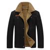 Autumn and Winter Velvet Thickened Stand-up Collar Military Jacket Coat Cotton Coat Men's Large Size Casual Cotton Coat